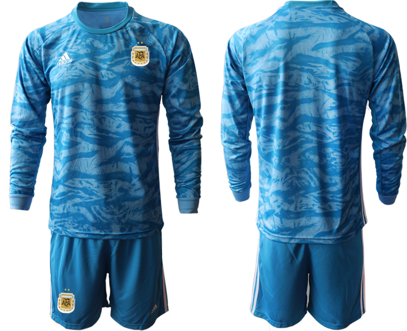 Men 2020-2021 Season National team Argentina goalkeeper Long sleeve blue Soccer Jersey1